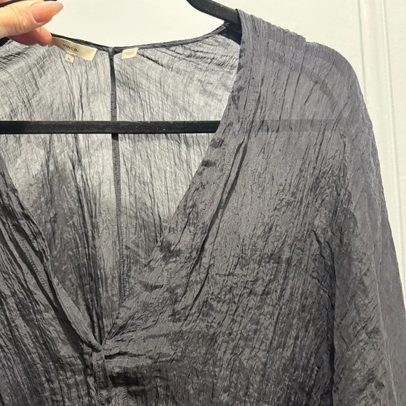 Vince Black Textured V-Neck Long Sleeve Jumpsuit - Picture 9 of 9